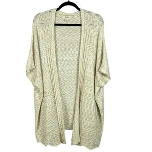 Style & Co Neutral Cottagecore Short Sleeve Open Front Knit Cardigan Large Cream